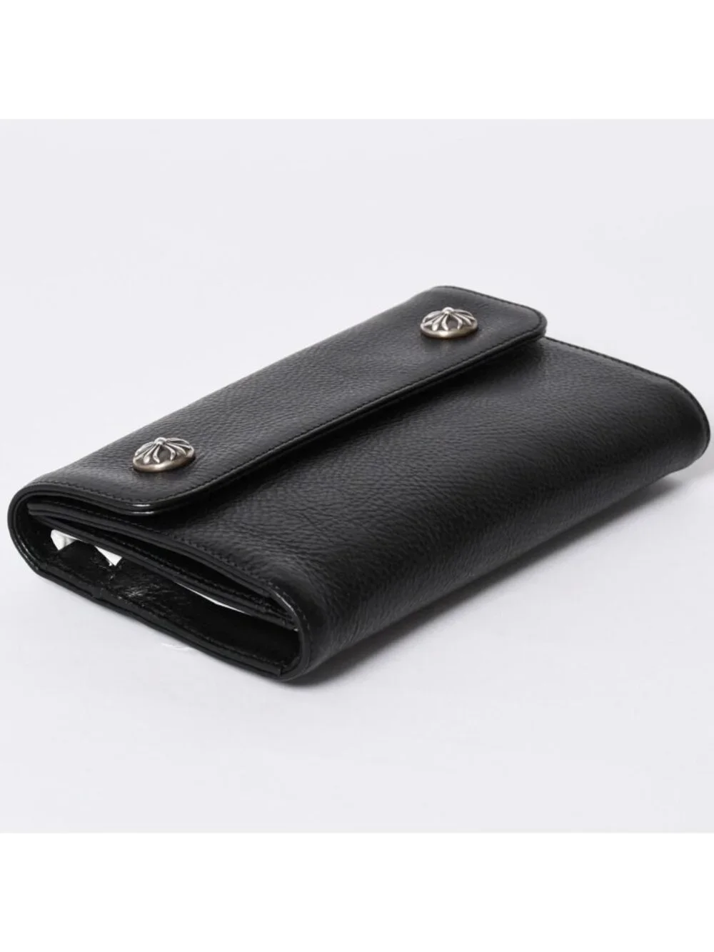 Chrome Hearts Wave Btn Novelty Blanc Wallet Cross Button Black